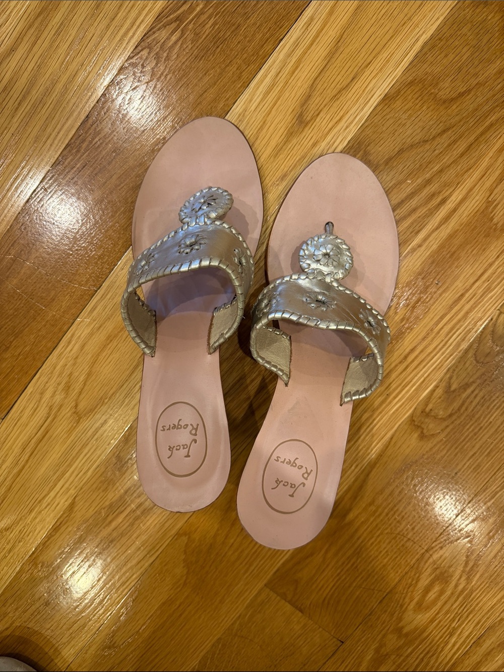 Jack Rogers Pink Sandal with Gold Metallic Trim